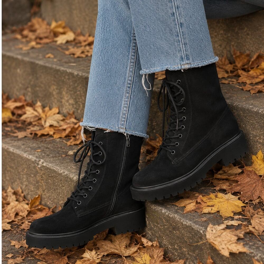 PAUL GREEN Jackson Lug Sole Boots in Black Size US 9 UK 6.5